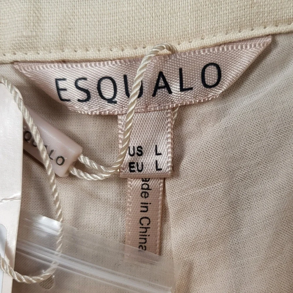 Esqualo Womens Natural Linen Pleated Shorts‎ HS22.17210 Cream Size L NWT